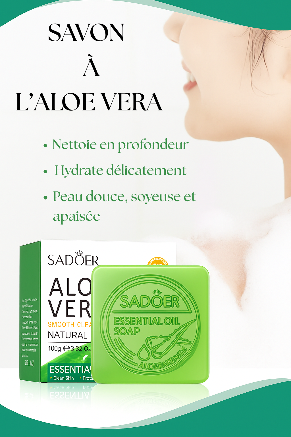 Savon à l'aloe vera. Hydrate et apaise la peau
