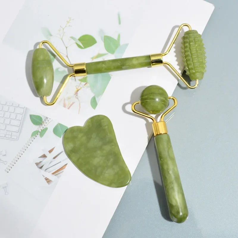 Rouleau de Jade naturel pour le visage Gua Sha