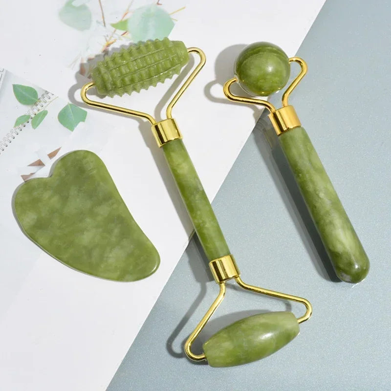Rouleau de Jade naturel pour le visage Gua Sha