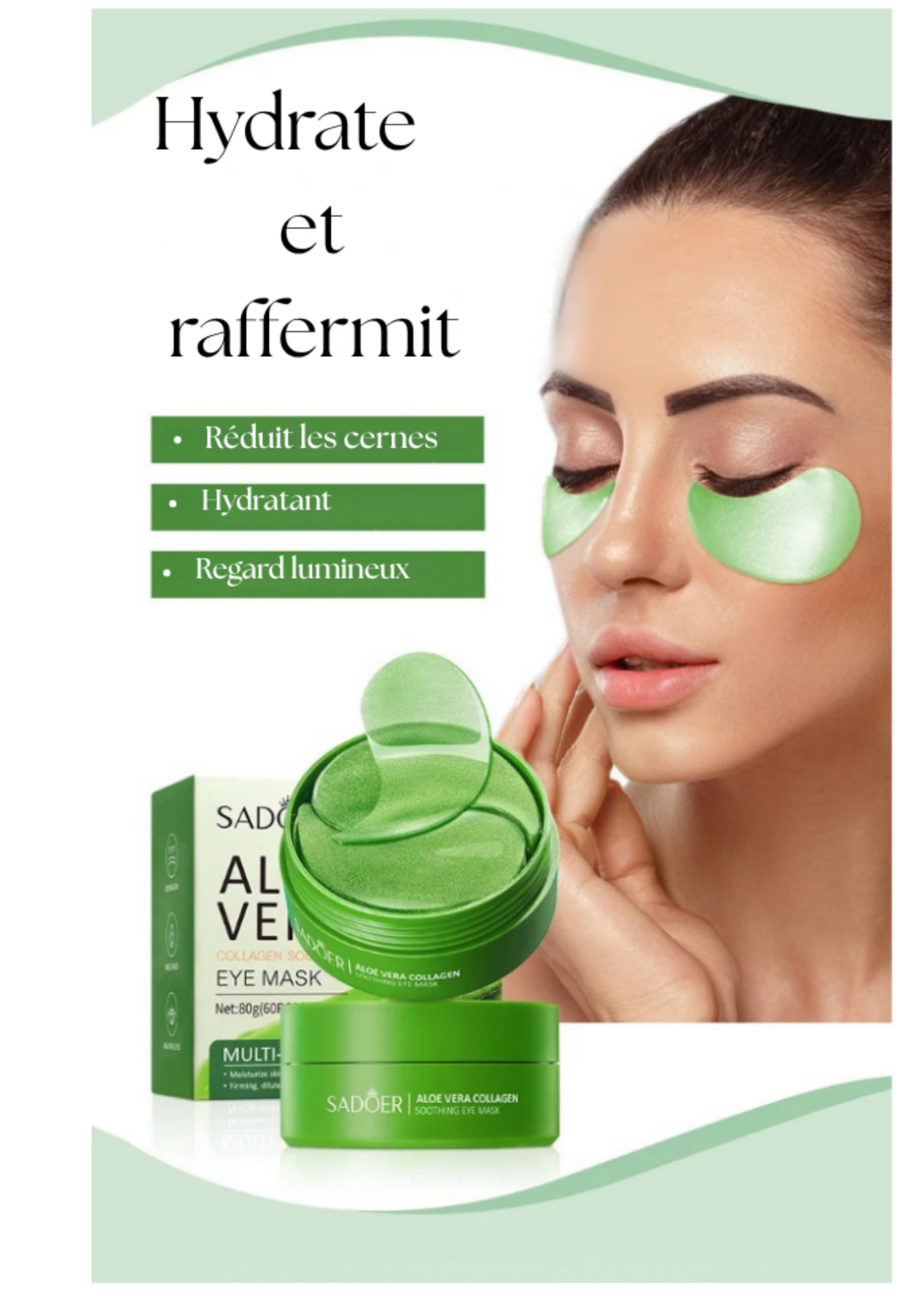 Patchs Anti-Cernes à l’Aloe Vera – Regard Frais & Lumineux